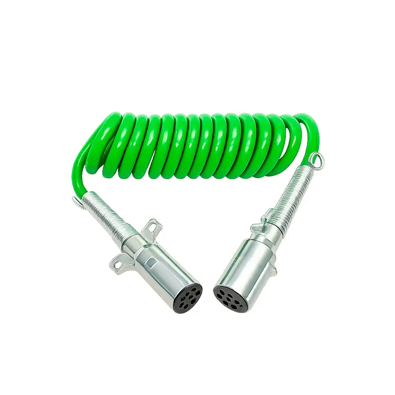 7 way ABS coiled cable 15 ft green for truck trailer connection