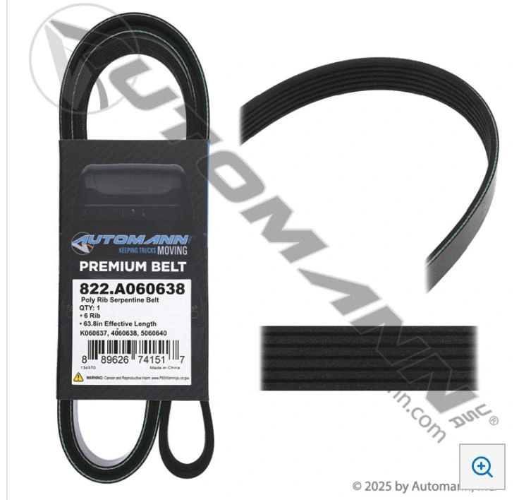 Automann 822.A060638 6 rib poly serpentine belt 63.8 inch